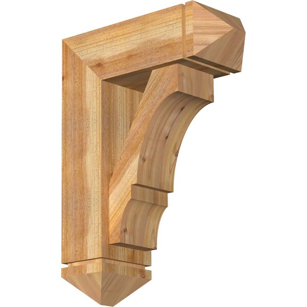 Ekena Millwork Balboa Arts and Crafts Rough Sawn Bracket w/ Offset Brace, Western Red Cedar, 8"W x 22"D x 30"H BKT0806X22X30BOA03RWR - main